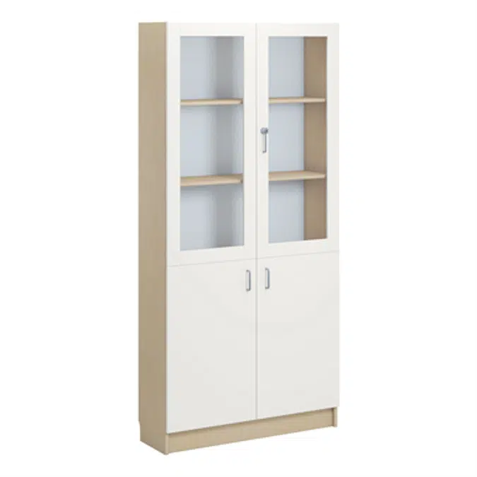 Norden material cabinet 2 solid 2 glas B100xD32xH210 birch