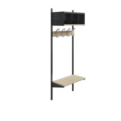 Image for Wille 3-tray wall with coat hanger and bench