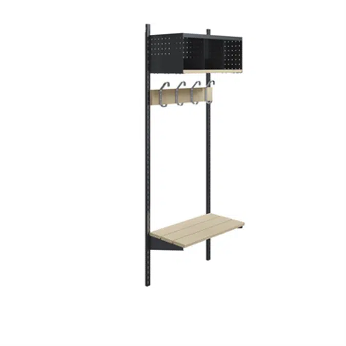 Wille 3-tray wall with coat hanger and bench