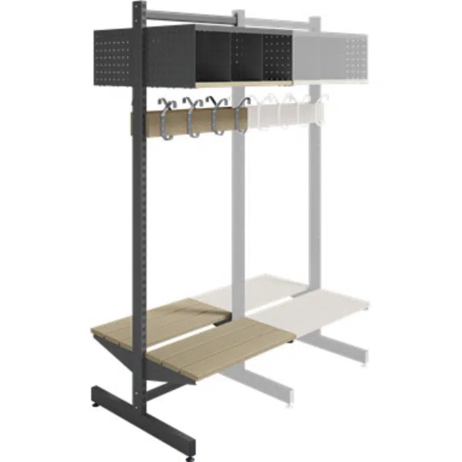 Wille 3-tray freestanding with coat hanger and bench Add-on section