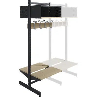 Wille 3-tray freestanding with coat hanger and bench Add-on section