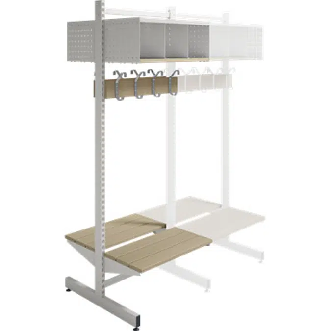 Wille 3-tray freestanding with coat hanger and bench Add-on section