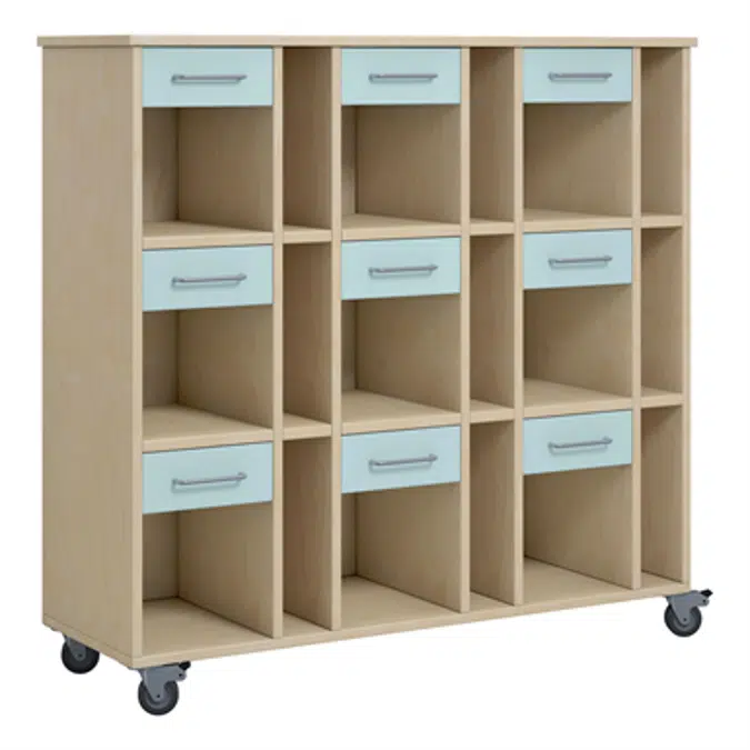 Norden pupil trolley 9 trays B120xD40xH117 birch