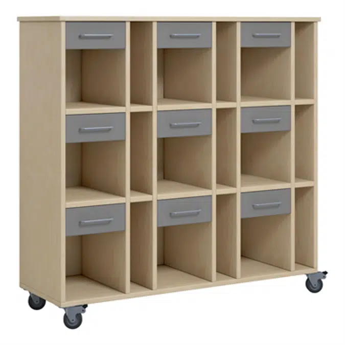 Norden pupil trolley 9 trays B120xD40xH117 birch
