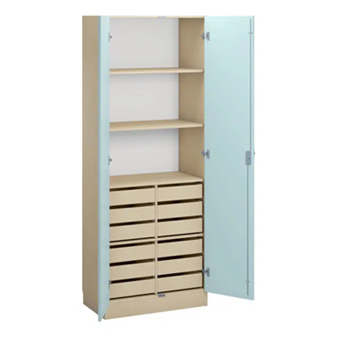 Norden material cabinet 12 drawer B80xD47xH210 birch