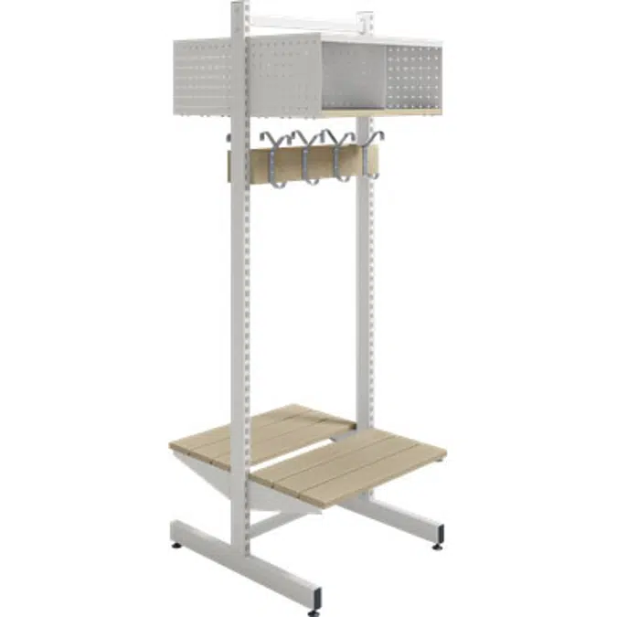 Wille 2-tray freestanding with coat hanger and bench
