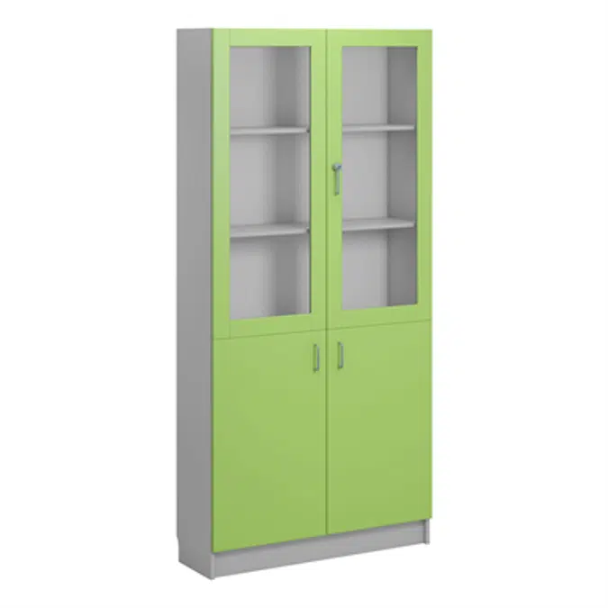 Norden material cabinet 2 solid 2 glas B100xD32xH210 grey