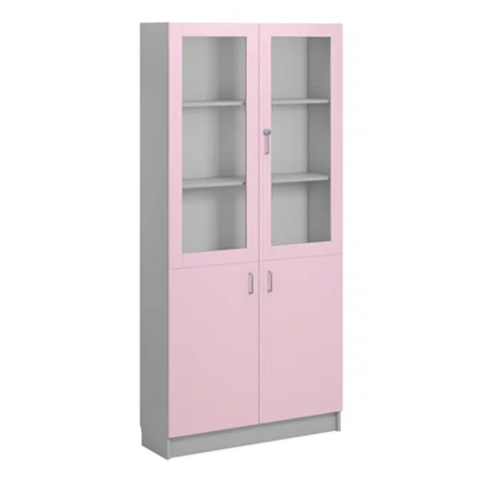 Norden material cabinet 2 solid 2 glas B100xD32xH210 grey