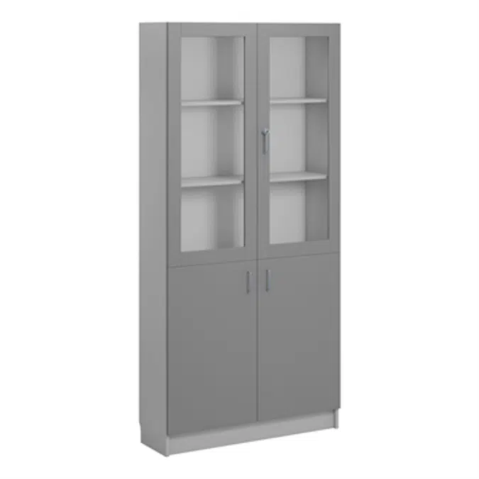 Norden material cabinet 2 solid 2 glas B100xD32xH210 grey