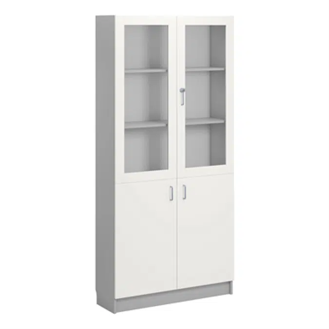 Norden material cabinet 2 solid 2 glas B100xD32xH210 grey