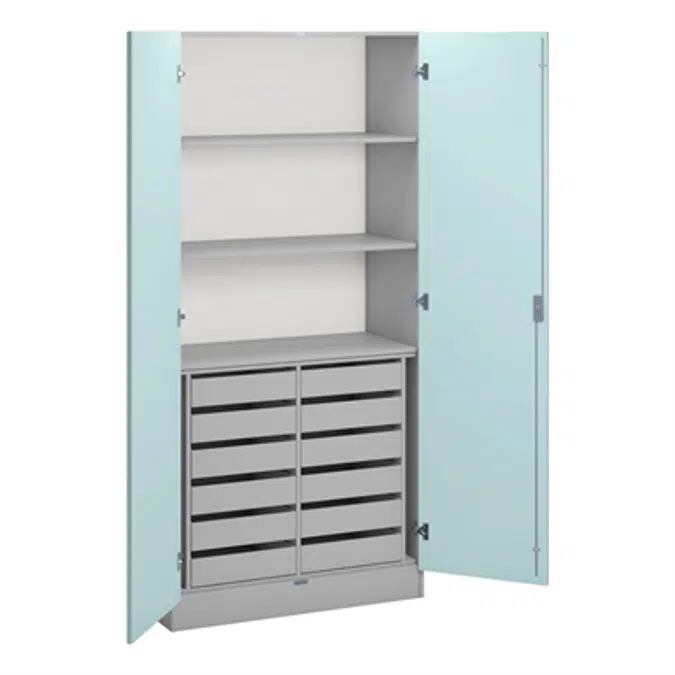 Norden material cabinet 3 shelves, 12 drawer B100xD47xH210 grey