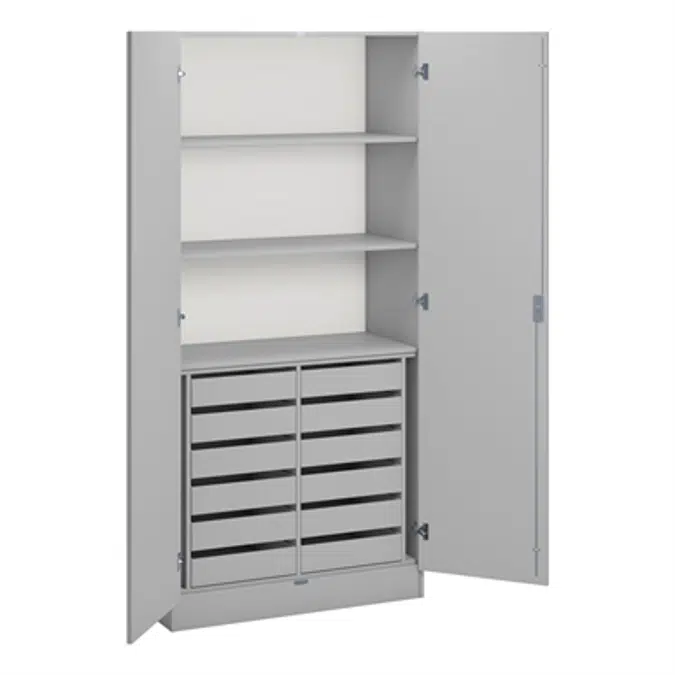 Norden material cabinet 3 shelves, 12 drawer B100xD47xH210 grey