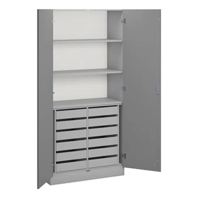 Norden material cabinet 3 shelves, 12 drawer B100xD47xH210 grey
