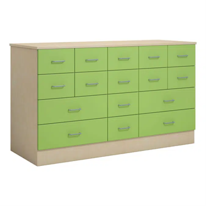 Norden merchant desk 16 drawer B152xD59xH89 birch