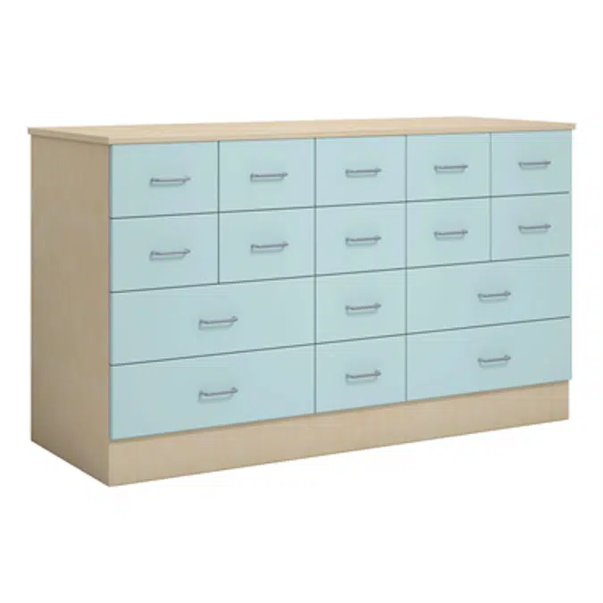 Norden merchant desk 16 drawer B152xD59xH89 birch