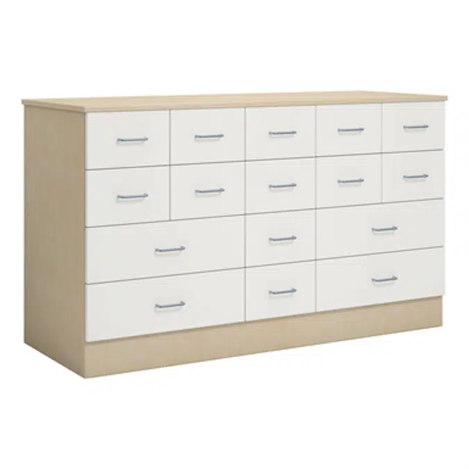 Norden merchant desk 16 drawer B152xD59xH89 birch