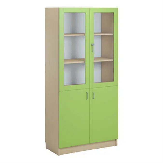Norden material cabinet 2 solid 2 glas B100xD47xH210 birch
