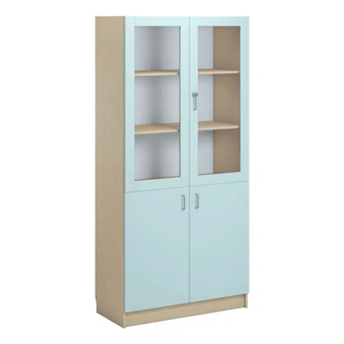 Norden material cabinet 2 solid 2 glas B100xD47xH210 birch