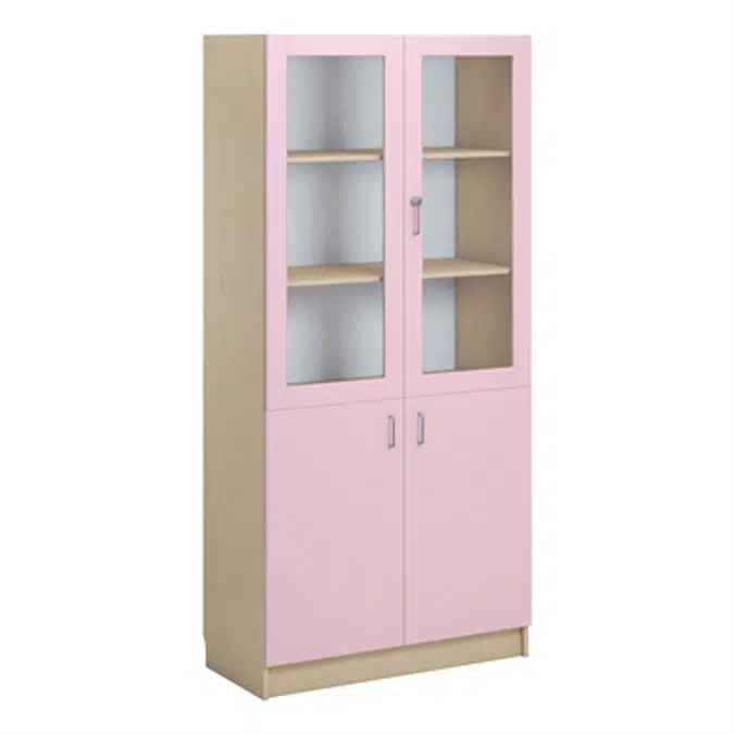 Norden material cabinet 2 solid 2 glas B100xD47xH210 birch