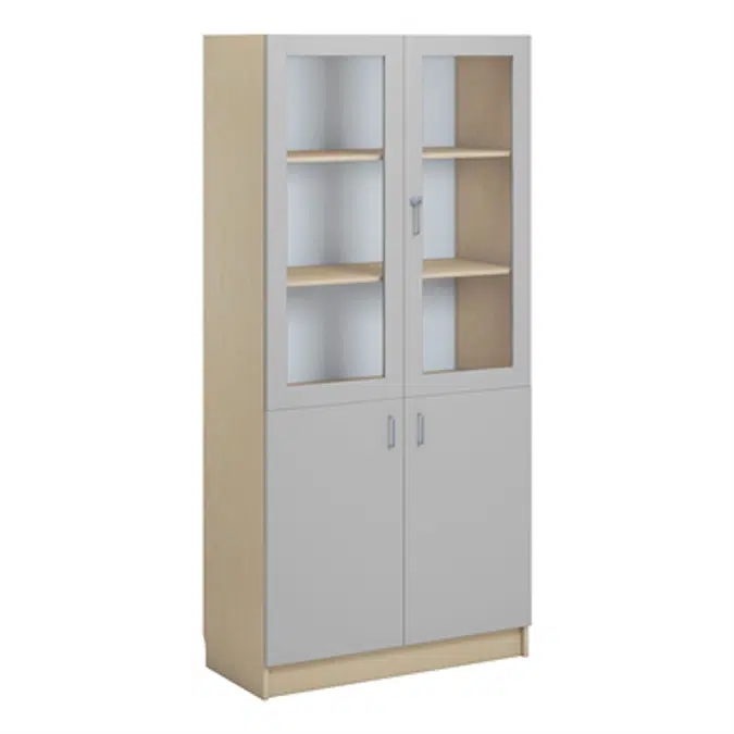Norden material cabinet 2 solid 2 glas B100xD47xH210 birch