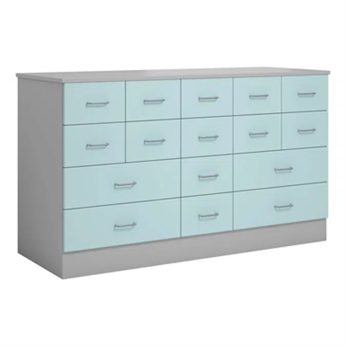 Norden merchant desk 16 drawer B152xD59xH89 grey
