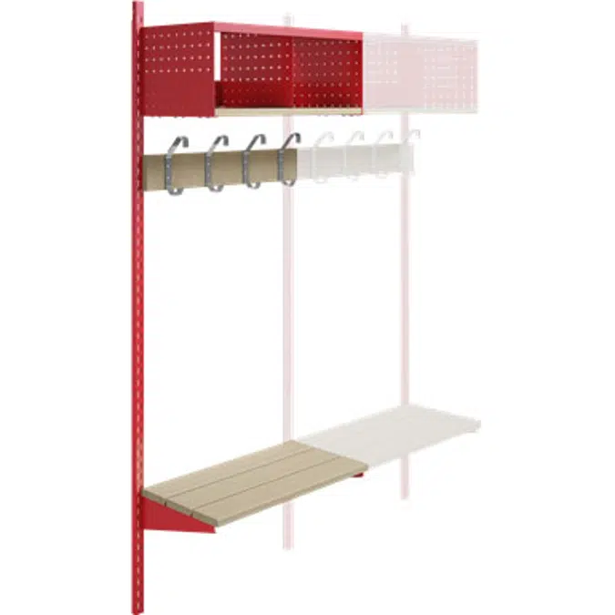 Wille 2-tray wall with coat hanger and bench Add-on section