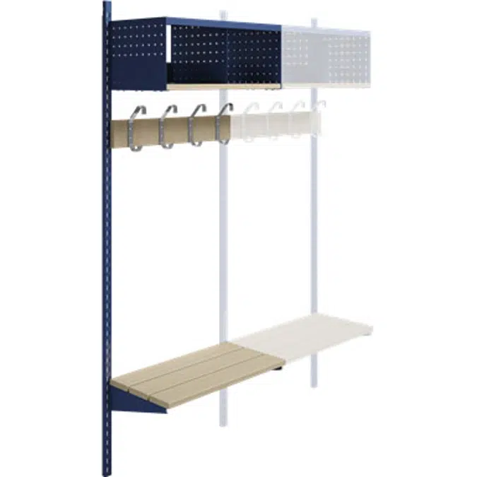 Wille 2-tray wall with coat hanger and bench Add-on section
