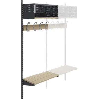 Wille 2-tray wall with coat hanger and bench Add-on section