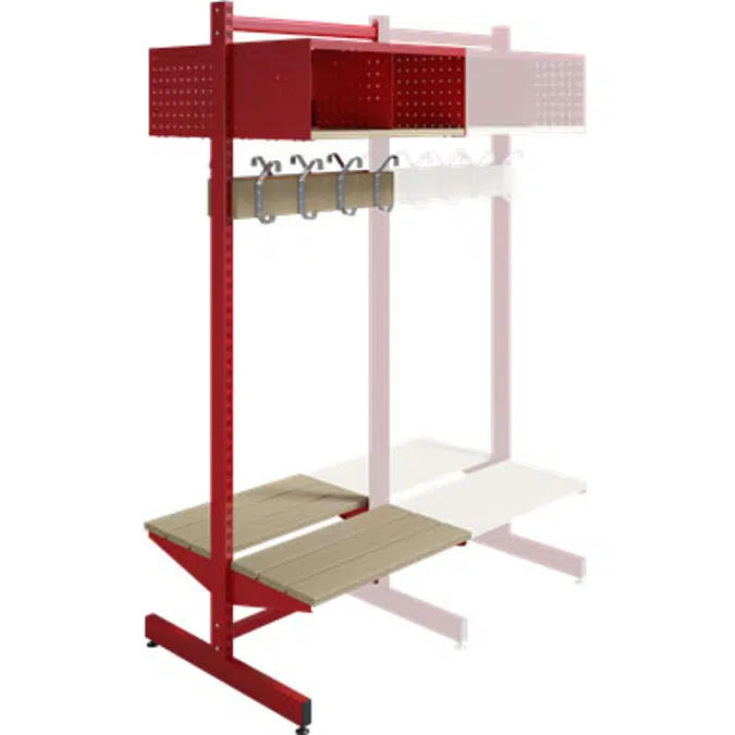 Wille 2-tray freestanding with coat hanger and bench Add-on section