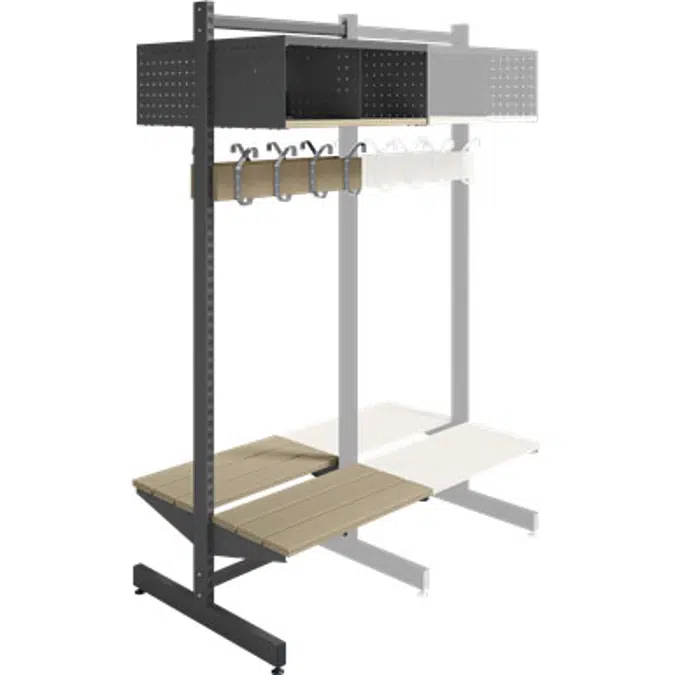 Wille 2-tray freestanding with coat hanger and bench Add-on section
