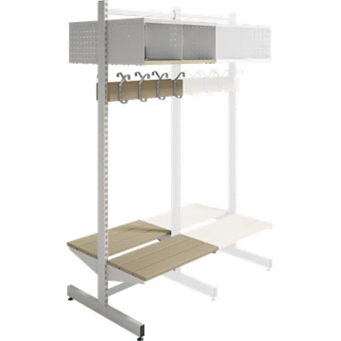 Wille 2-tray freestanding with coat hanger and bench Add-on section