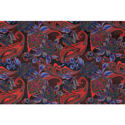 Obrázek pro Fabric with Peonies in paisley design [ 牡丹 ]_Red