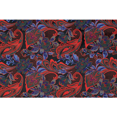afbeelding voor Fabric with Peonies in paisley design [ 牡丹 ]_Red