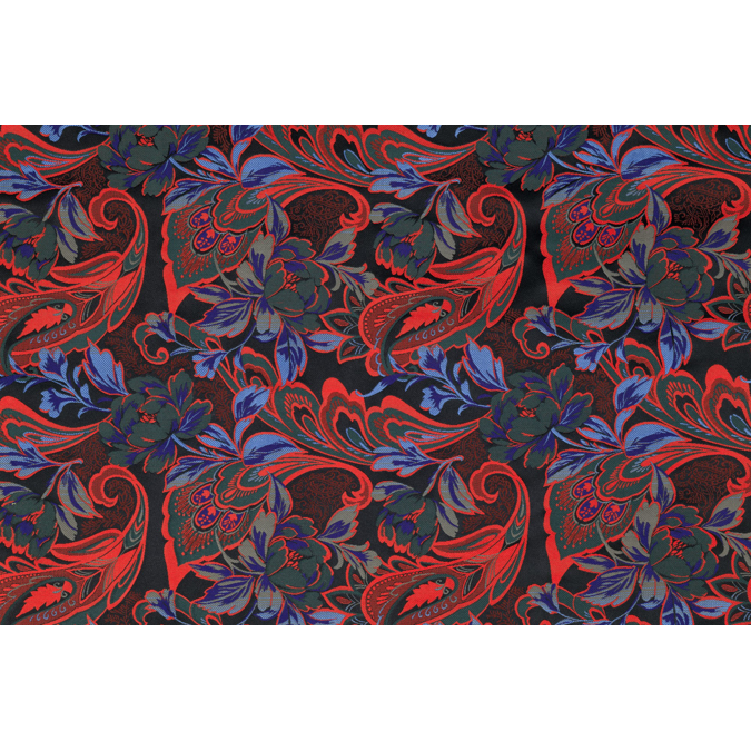 Fabric with Peonies in paisley design [ 牡丹 ]_Red