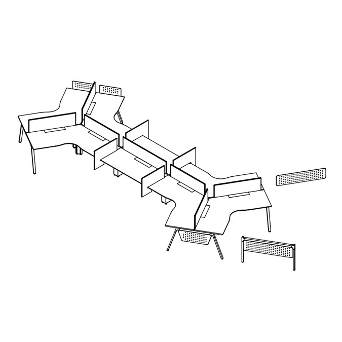 KOKUYO Office Workstation ARCH V-Shape Table