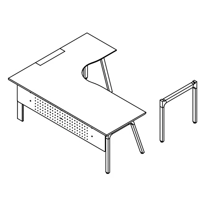 L shaped outlet desk drawing