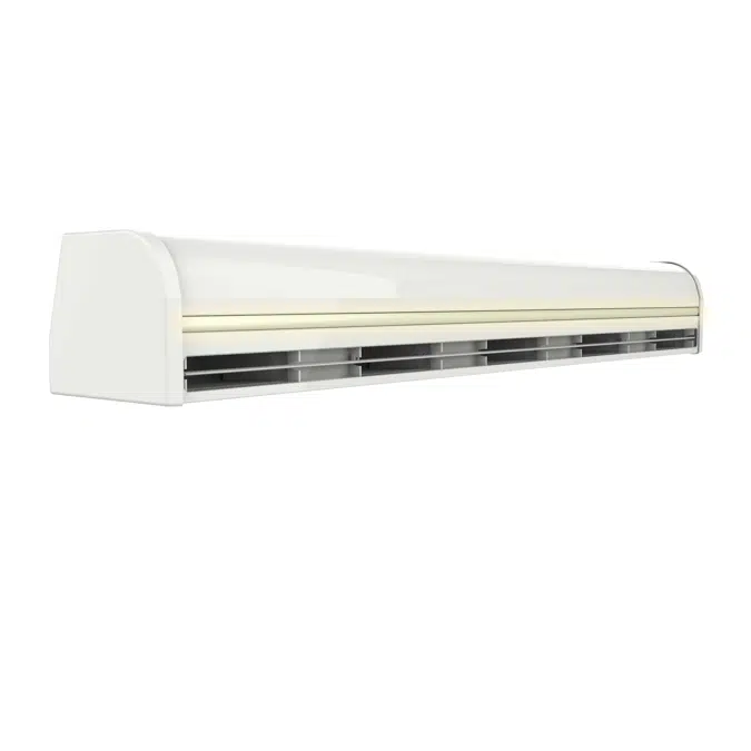 AIRJET - CENTRIFUGAL AIR CURTAIN WITH UPPER AIR INTAKE AND INCORPORATED LED LIGHT BAR