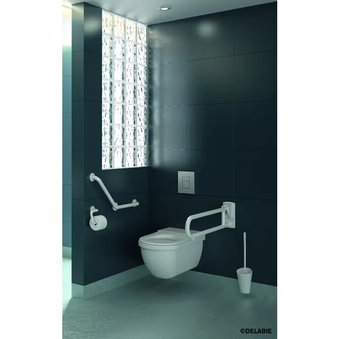 5160N White anti-bacterial Nylon drop-down rail, L. 650mm