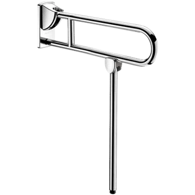 510162P Stainless steel drop-down rail with leg, bright, L. 650mm
