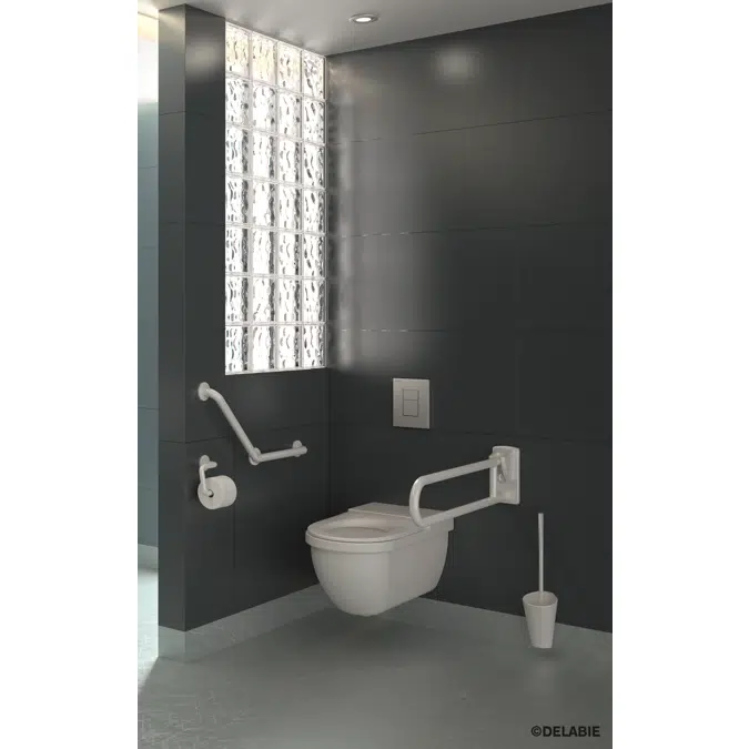 5164N White anti-bacterial Nylon drop-down rail, L. 850mm