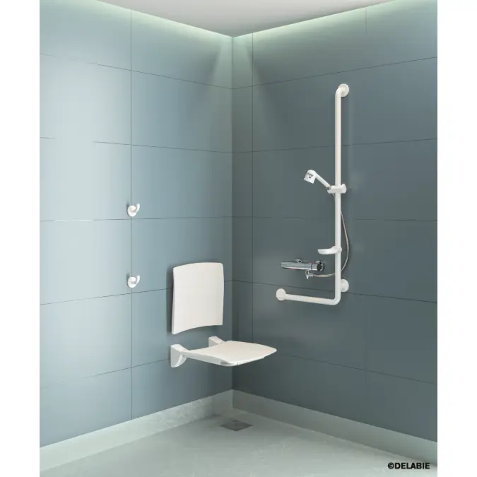 5070GS L-shaped stainless steel grab bar, satin, H. 750mm