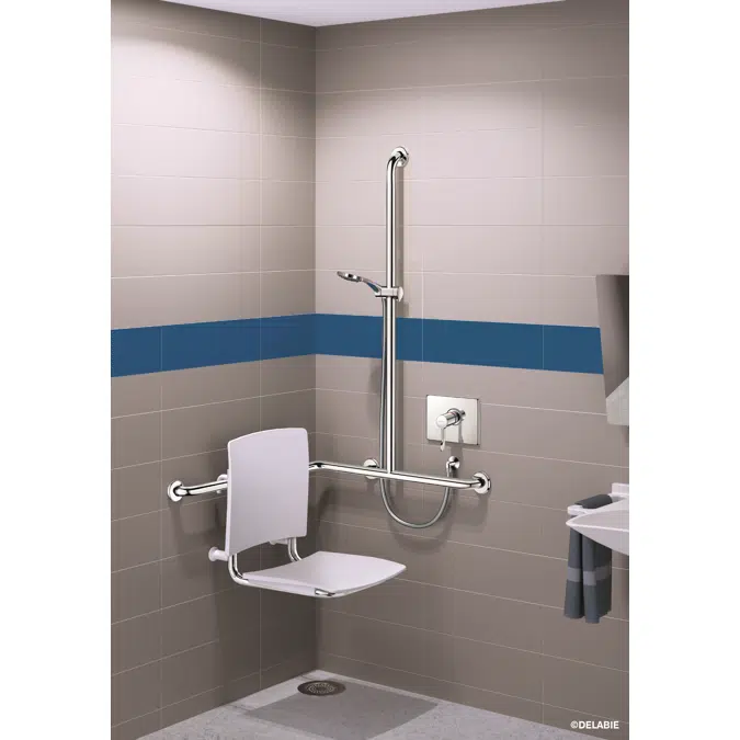 5481DP2 Barre de douche d'angle avec remontée verticale Inox brillant