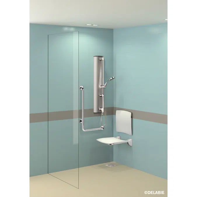 5070DS L-shaped stainless steel grab bar, satin, H. 750mm