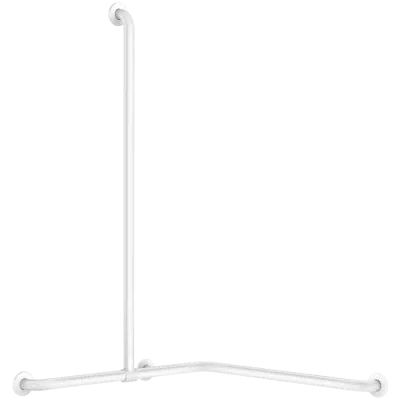 35481W Basic two-wall shower grab bar with sliding vertical bar, white