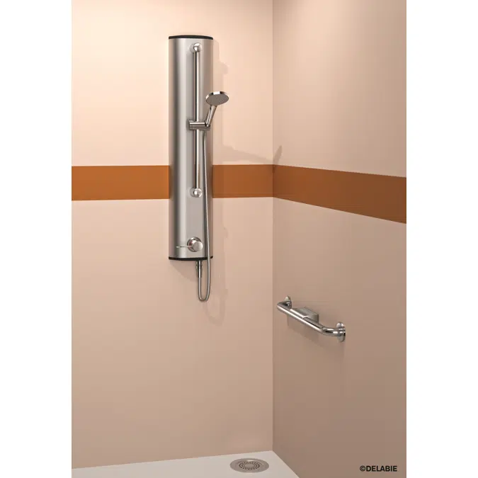 H963615 Aluminium shower panel with SECURITHERM sequential mixer