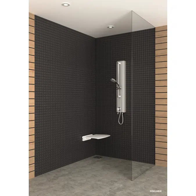 H963615 Aluminium shower panel with SECURITHERM sequential mixer