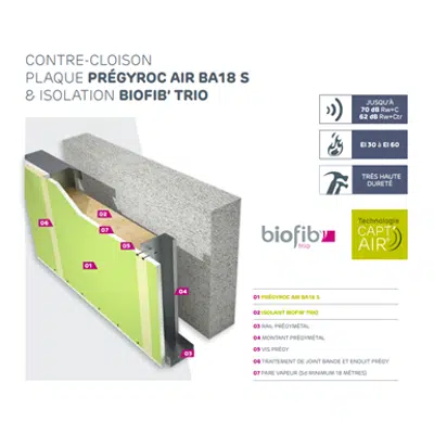 Anti-VOC Lining Walls - SINIAT PREGYMEAL - Bio-sourced Insulation BIOFIB için görüntü