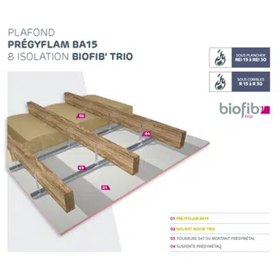 Image pour Plafonds SINIAT Prégymétal Résistant au Feu avec Isolant Biosourcé BIOFIB'