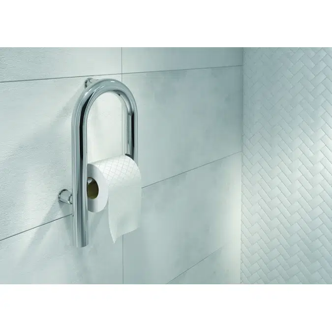 Vital, Wall-mounted grab bar with space for toilet paper - 2in1