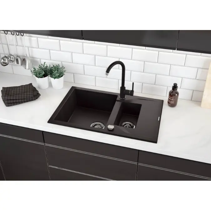 Andante, Granite sink, 1.5-bowl with drainer
